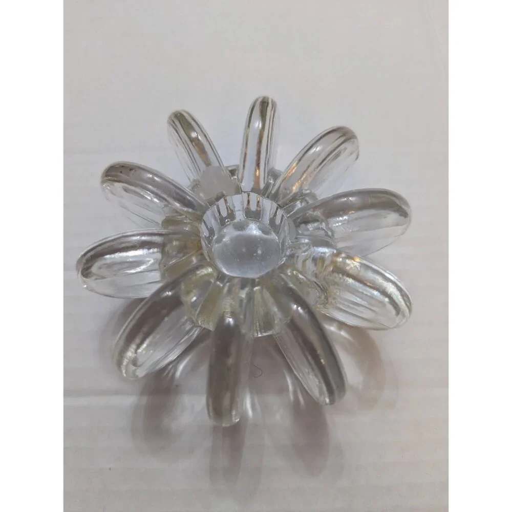 ROSENTHAL Glass MCM candle holder coin shape circle burst 4x4 inch ** PLS READ**